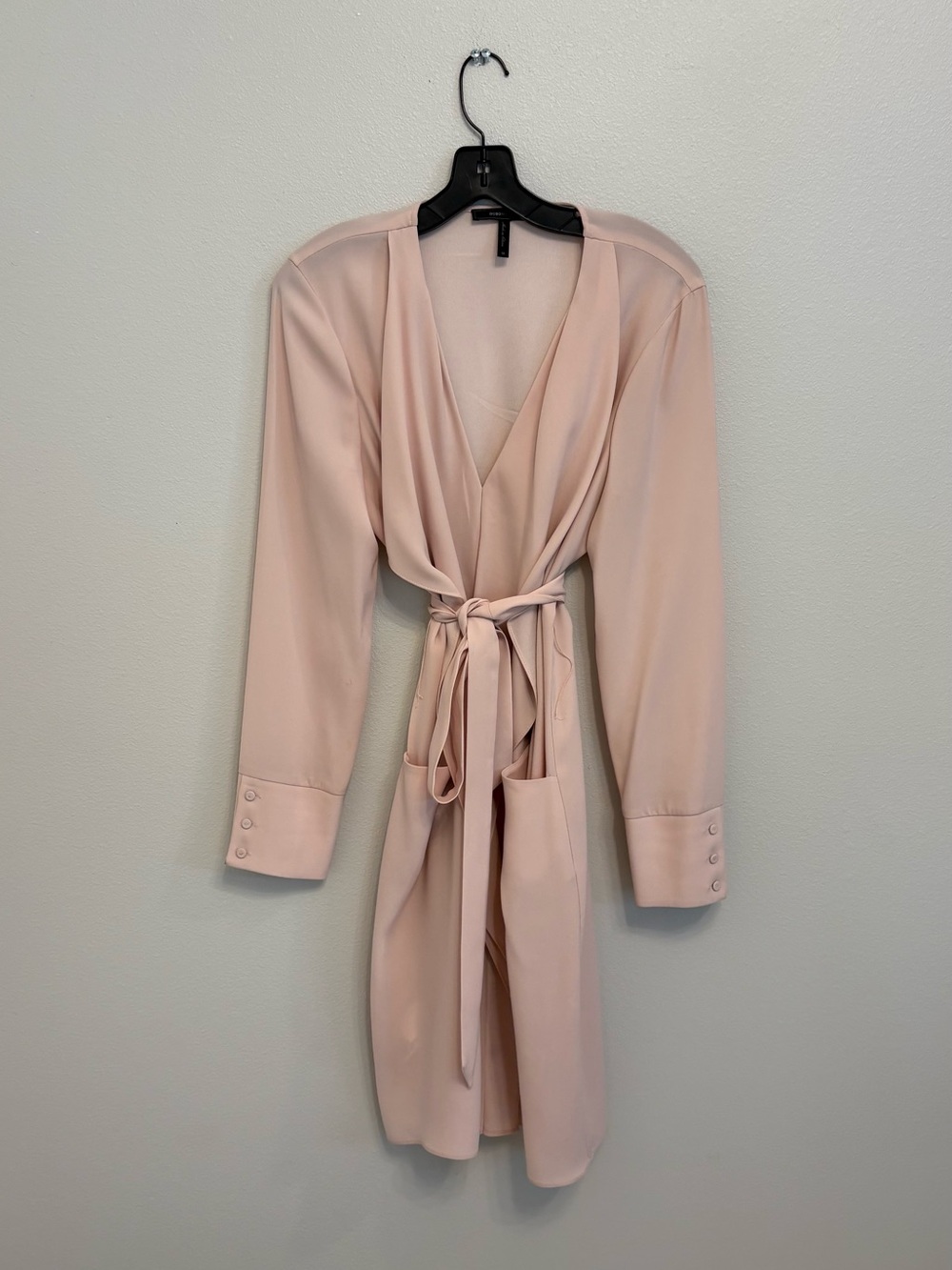 BCBGMaxAzria Pale Blush Wrap Robe with Tie Belt